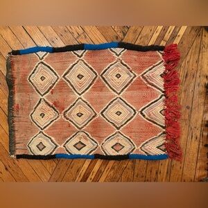 Geometric Patterned Rug with Fringe